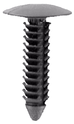 Fästplugg, klipps i svart plast. 18mm