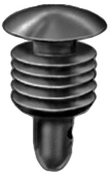 Fästplugg, klipps i svart plast. Platt 9,2mm