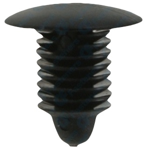 Fästplugg, klipps i svart plast. Platt 12,3mm